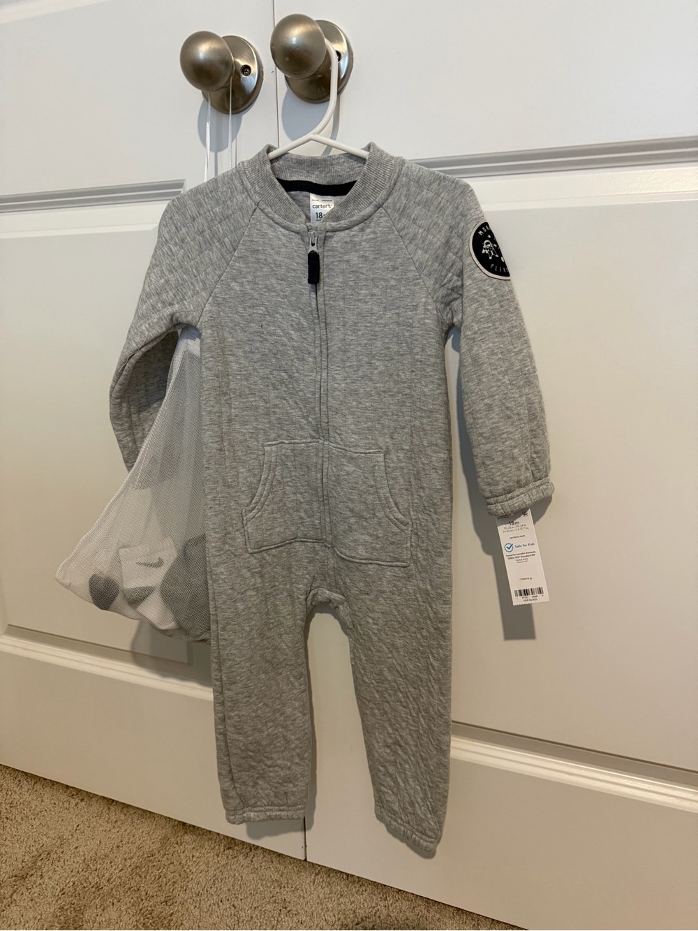 Carter's Gray Quilted Zippered Baby One-Piece